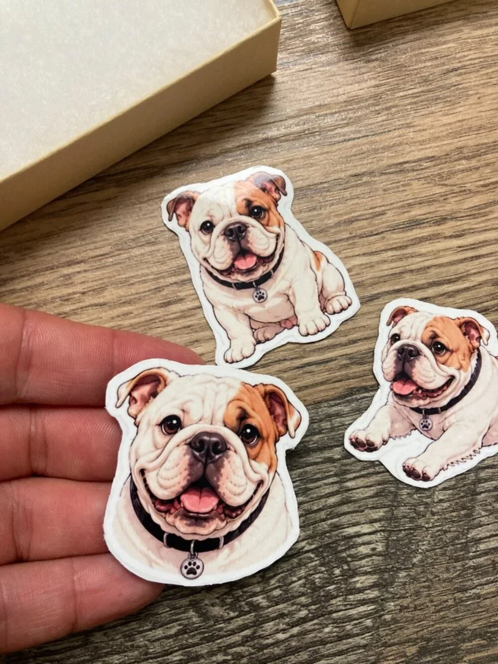 3 English Bulldog Dog Magnets Refrigerator Fridge Puppy Pet Lover Gift Set